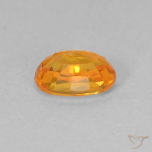 Zaffiro Arancione brillante naturale da 0.70 ct, Ovale, VVS-VS