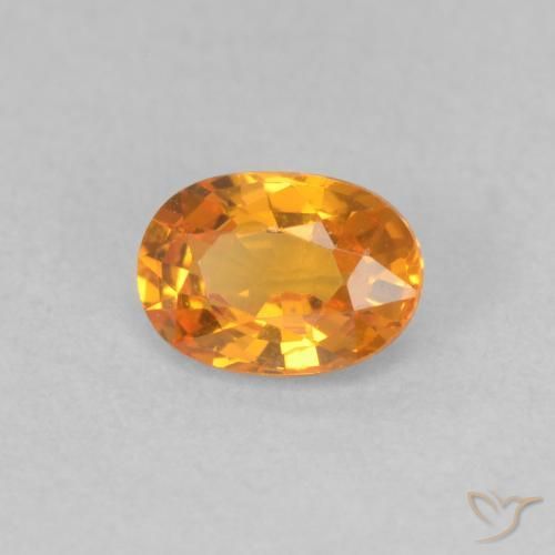 Zaffiro Arancione brillante naturale da 0.57 ct, Ovale, VVS-VS