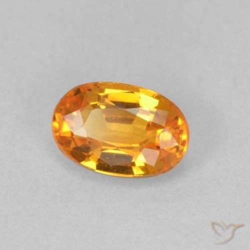 Zaffiro Arancio Medio naturale da 0.64 ct, Ovale, VVS