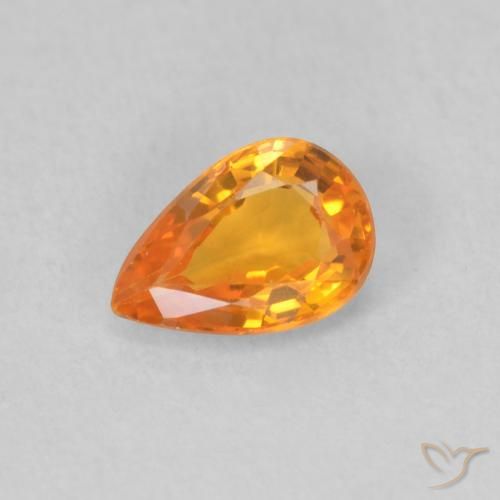 0.50ct Naturale Arancione brillante Zaffiro, Forma a pera, VVS