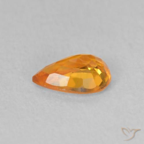 Zaffiro Arancione brillante naturale da 0.50 ct, Forma a pera, VVS