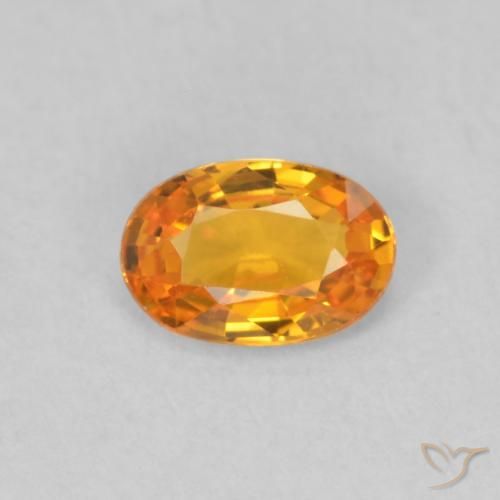 0.51ct Naturale Arancione brillante Zaffiro, Ovale, VVS