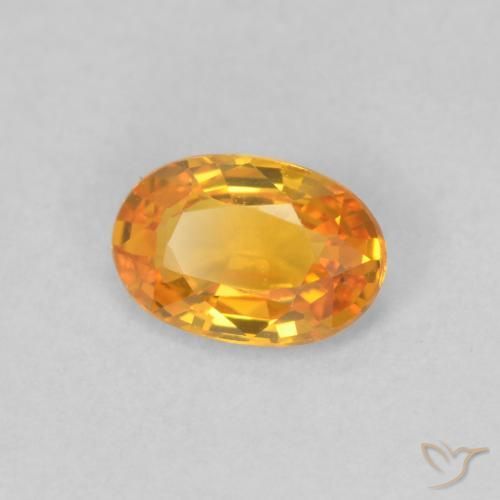 Zaffiro Arancione brillante naturale da 0.51 ct, Ovale, VVS
