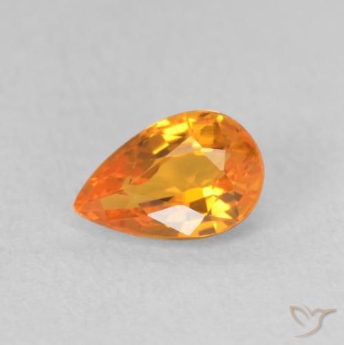 0.58ct Naturale Arancione brillante Zaffiro, Forma a pera, VVS