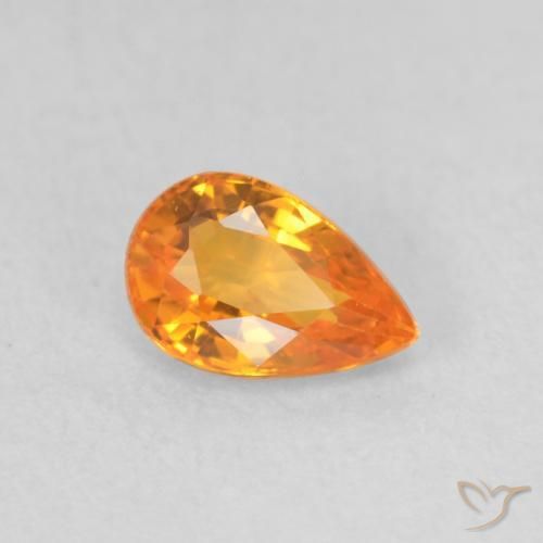 Zaffiro Arancione brillante naturale da 0.58 ct, Forma a pera, VVS