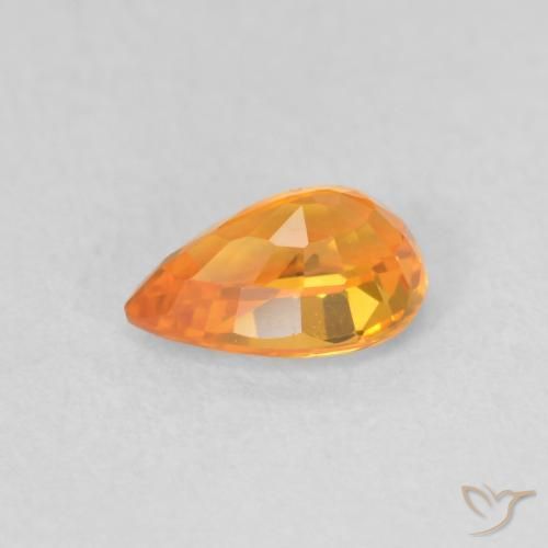 Zaffiro Arancione brillante naturale da 0.58 ct, Forma a pera, VVS