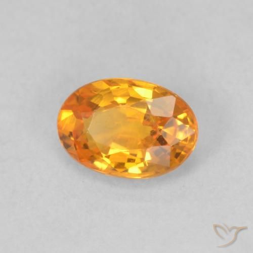 Zaffiro Arancione brillante naturale da 0.66 ct, Ovale, VVS