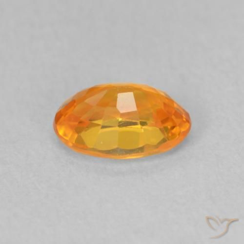 Zaffiro Arancione brillante naturale da 0.66 ct, Ovale, VVS