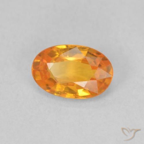 Zaffiro Arancione brillante naturale da 0.55 ct, Ovale, VVS