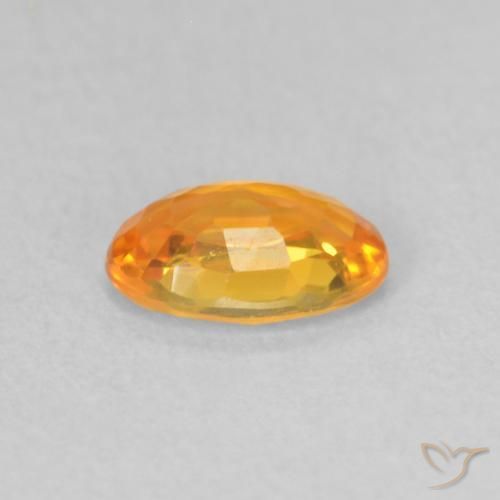 Zaffiro Arancione brillante naturale da 0.55 ct, Ovale, VVS