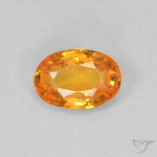 0.53ct Naturale Arancione brillante Zaffiro, Ovale, VVS