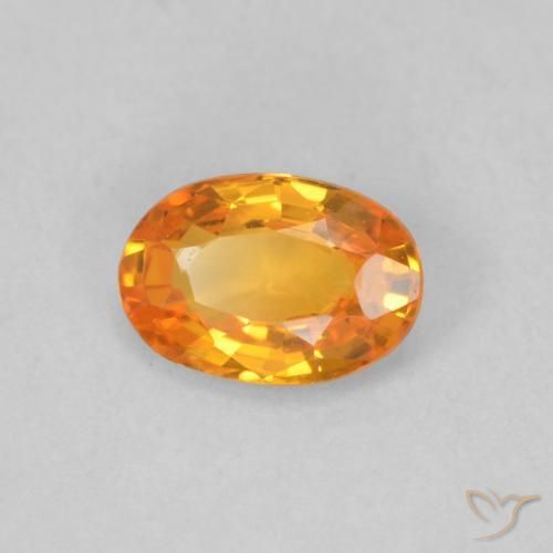 Zaffiro Arancione brillante naturale da 0.53 ct, Ovale, VVS