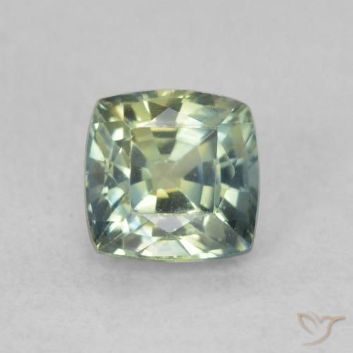 0.75ct Naturale Verde giallastro Zaffiro, Cuscino, VVS-VS