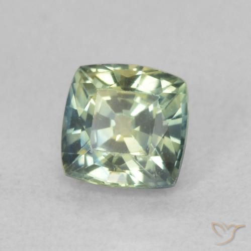 Zaffiro Verde giallastro naturale da 0.75 ct, Cuscino, VVS-VS