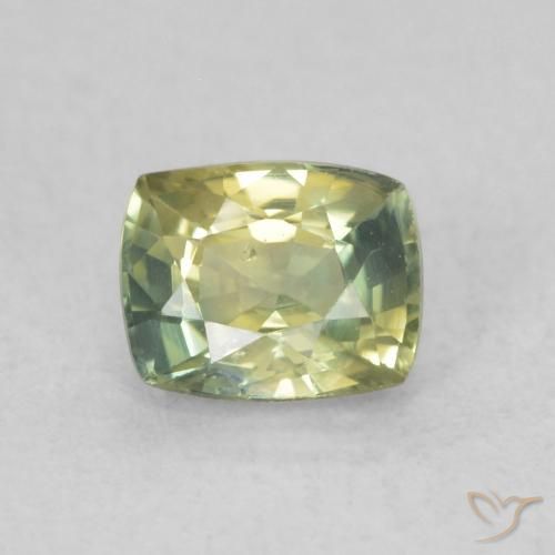 0.66ct Naturale Verde giallastro Zaffiro, Cuscino, VVS-VS