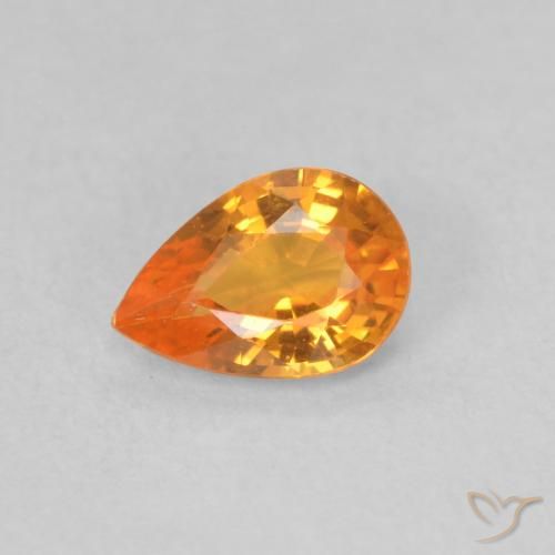 0.52ct Naturale Arancione brillante Zaffiro, Forma a pera, VVS