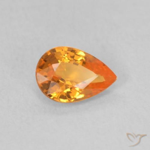 Zaffiro Arancione brillante naturale da 0.52 ct, Forma a pera, VVS