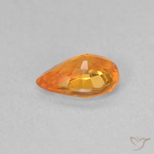 Zaffiro Arancione brillante naturale da 0.52 ct, Forma a pera, VVS