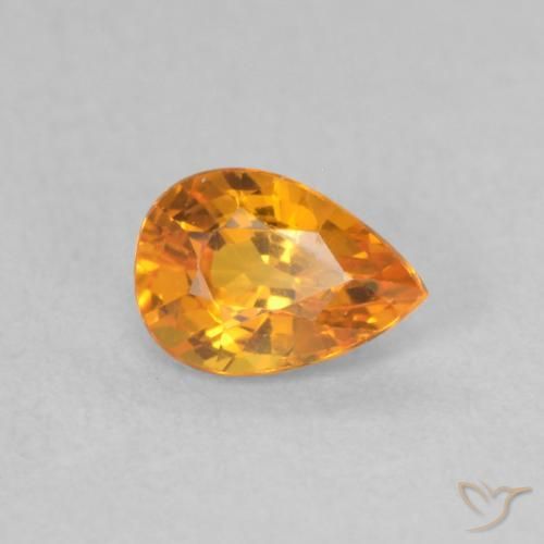 Zaffiro Arancione brillante naturale da 0.58 ct, Forma a pera, VVS