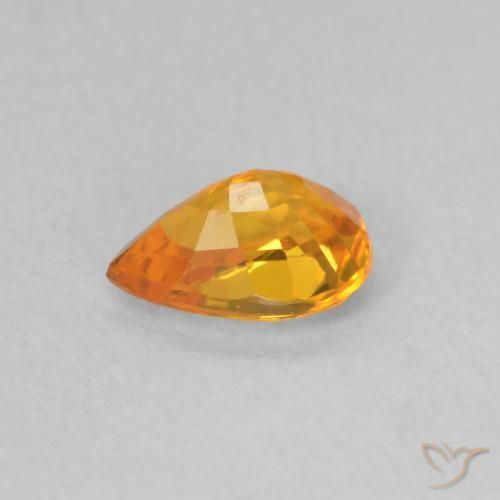 Zaffiro Arancione brillante naturale da 0.58 ct, Forma a pera, VVS