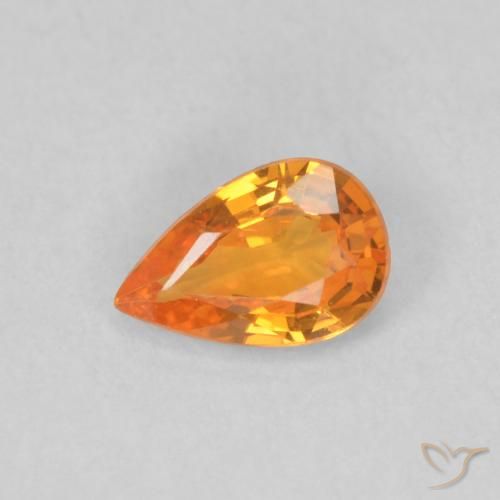 0.48ct Naturale Arancione brillante Zaffiro, Forma a pera, VVS