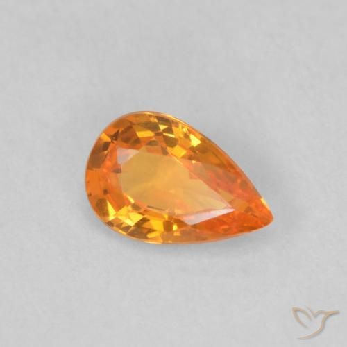 Zaffiro Arancione brillante naturale da 0.48 ct, Forma a pera, VVS