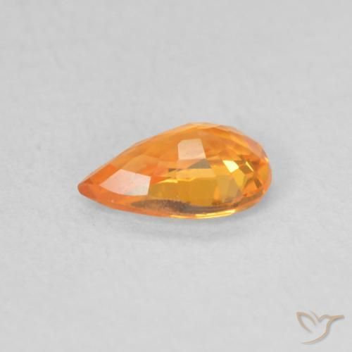 Zaffiro Arancione brillante naturale da 0.48 ct, Forma a pera, VVS