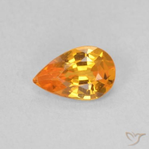 0.50ct Naturale Arancio Medio Zaffiro, Forma a pera, VVS