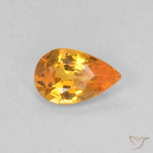 Zaffiro Arancio Medio naturale da 0.50 ct, Forma a pera, VVS