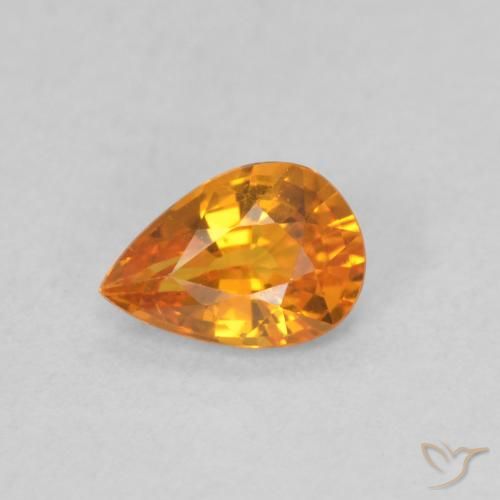 0.48ct Naturale Arancio Medio Zaffiro, Forma a pera, VVS