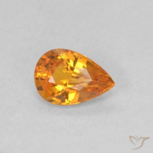 Zaffiro Arancio Medio naturale da 0.48 ct, Forma a pera, VVS
