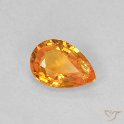 Zaffiro Albicocca Arancia naturale da 0.51 ct, Forma a pera, VS