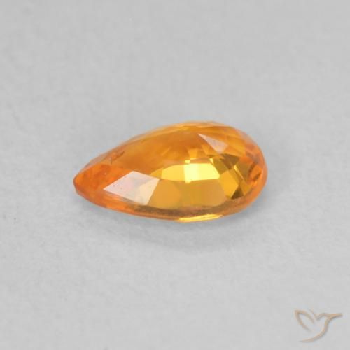Zaffiro Albicocca Arancia naturale da 0.51 ct, Forma a pera, VS