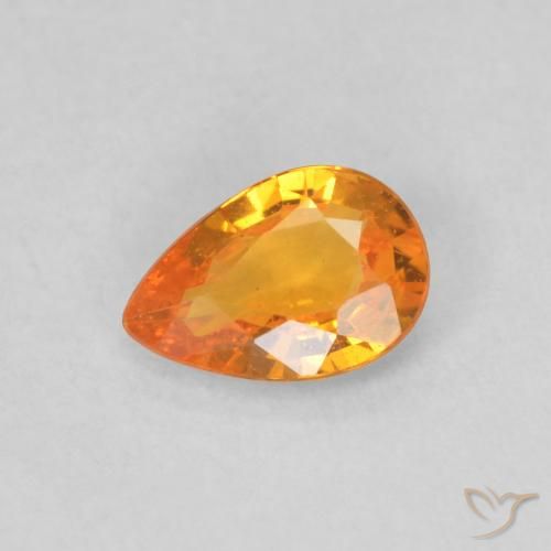 0.44ct Naturale Albicocca Arancia Zaffiro, Forma a pera, VS