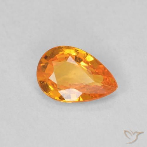Zaffiro Albicocca Arancia naturale da 0.44 ct, Forma a pera, VS