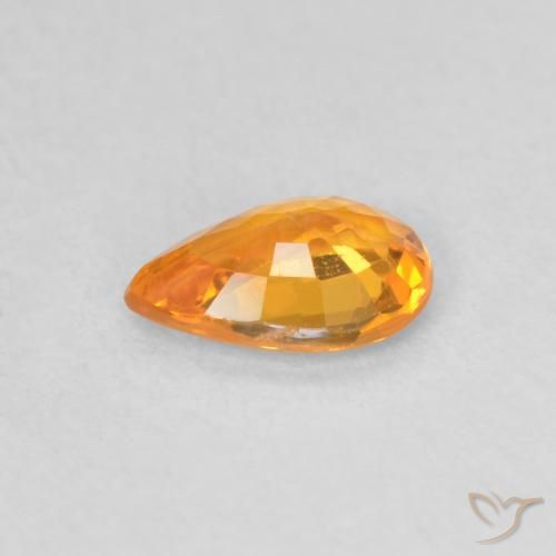 Zaffiro Albicocca Arancia naturale da 0.44 ct, Forma a pera, VS