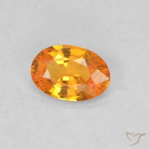 Zaffiro Arancione brillante naturale da 0.47 ct, Ovale, VS