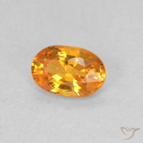 Zaffiro Arancione brillante naturale da 0.52 ct, Ovale, VVS-VS