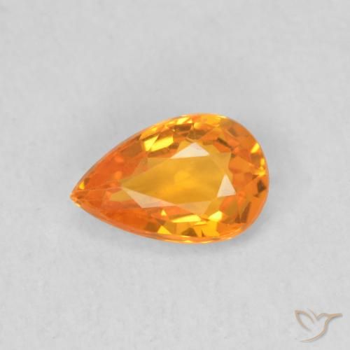 0.52ct Naturale Arancione brillante Zaffiro, Forma a pera, VVS-VS