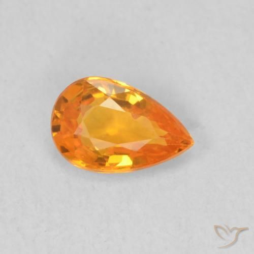 Zaffiro Arancione brillante naturale da 0.52 ct, Forma a pera, VVS-VS