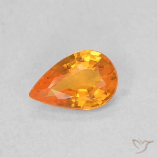 0.48ct Naturale Arancione brillante Zaffiro, Forma a pera, VVS-VS