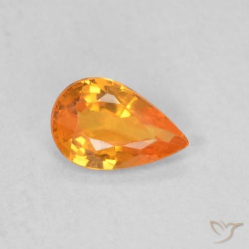 Zaffiro Arancione brillante naturale da 0.48 ct, Forma a pera, VVS-VS