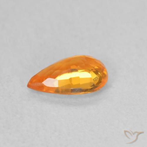Zaffiro Arancione brillante naturale da 0.48 ct, Forma a pera, VVS-VS
