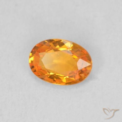Zaffiro Arancione brillante naturale da 0.46 ct, Ovale, VVS-VS