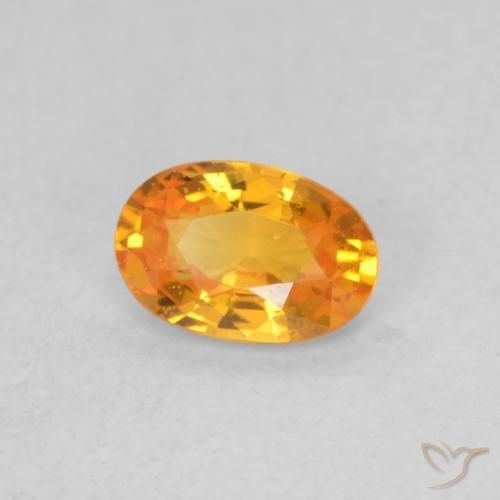 Zaffiro Arancione brillante naturale da 0.53 ct, Ovale, VVS-VS