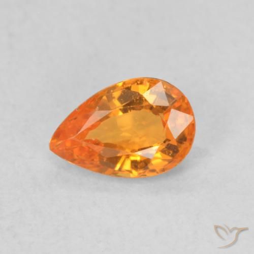 0.56ct Naturale Arancione brillante Zaffiro, Forma a pera, VVS-VS