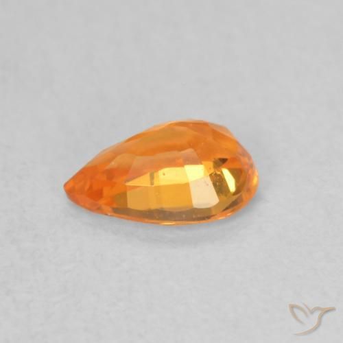Zaffiro Arancione brillante naturale da 0.56 ct, Forma a pera, VVS-VS