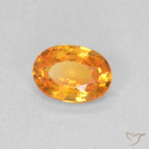 Zaffiro Arancione brillante naturale da 0.55 ct, Ovale, VVS-VS