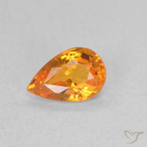 0.52ct Naturale Arancione brillante Zaffiro, Forma a pera, VVS-VS