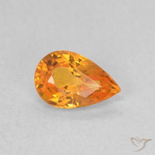 Zaffiro Arancione brillante naturale da 0.52 ct, Forma a pera, VVS-VS
